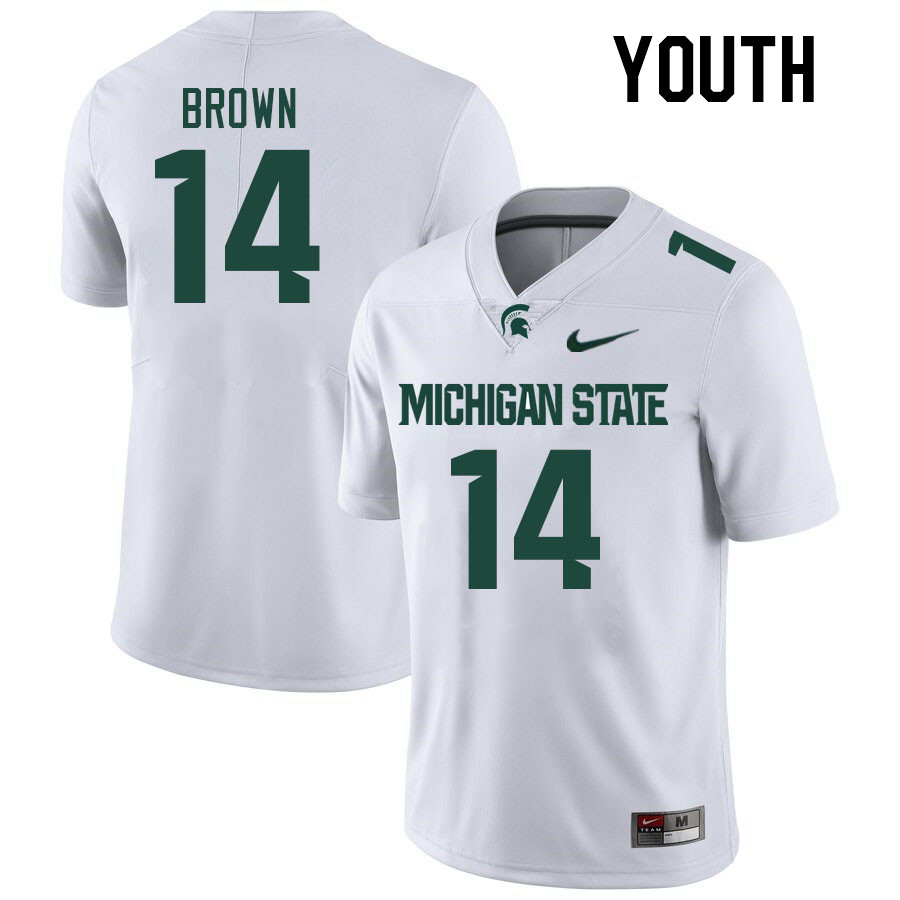 Youth #14 Sean Brown Michigan State Spartans College Football Jerseys Stitched Sale-White